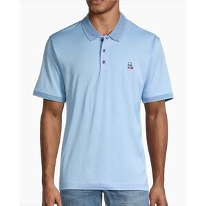 Robert Graham mens Archie Polo shirt light blue skull rose embroidered sz L